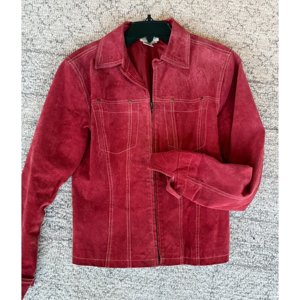 Coldwater Creek Rust Fall Suede Leather Jacket‎ Sz M City Office Career Business - Picture 7 of 9